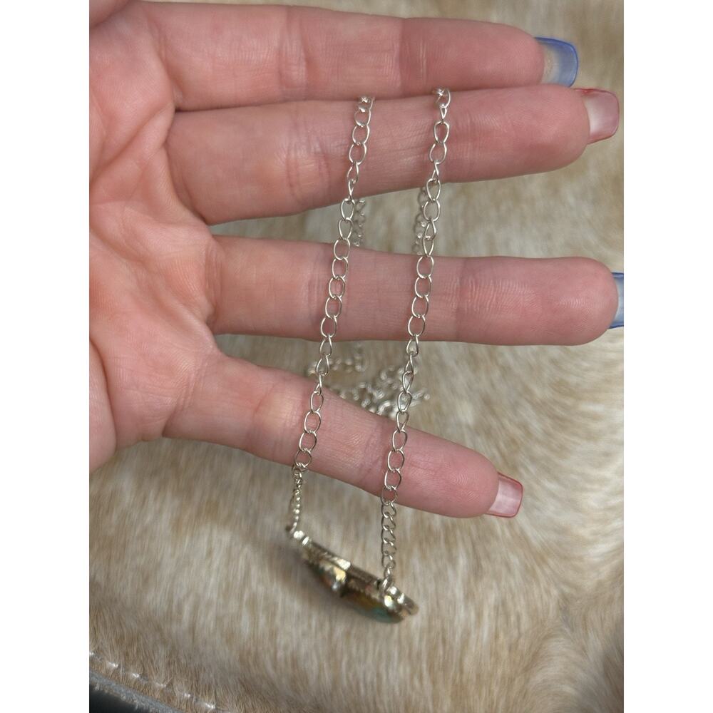Native American Sterling Silver SW Catalina Turquoise Heart Necklace 925 - Picture 7 of 11